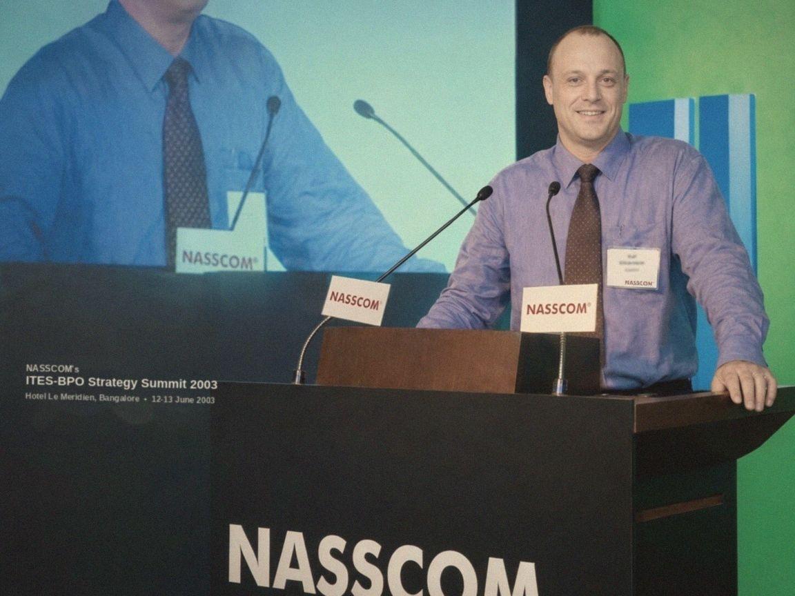 Ralf Ellspermann speaking at NASSCOM's ITES-BPO Strategy Summit 2003, Bangalore
