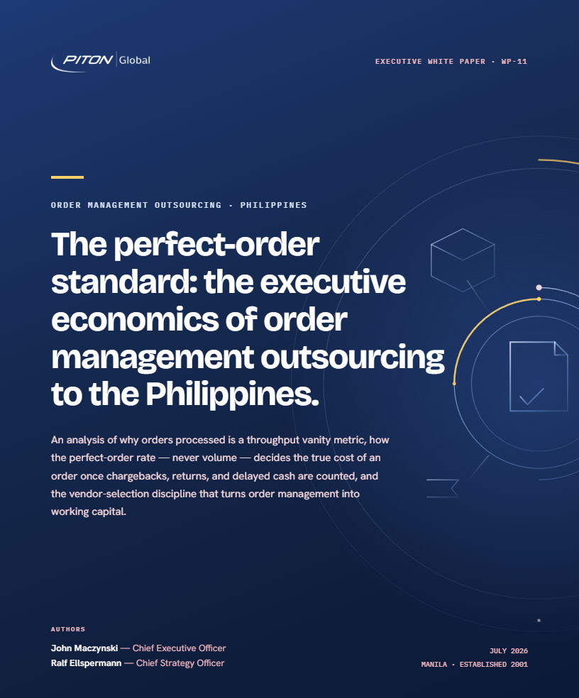 White paper cover &mdash; PITON-Global WP-11, The Perfect-Order Standard