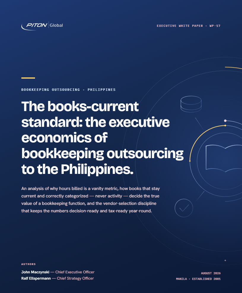White paper cover &mdash; PITON-Global WP-17, The Books-Current Standard: Bookkeeping Outsourcing to the Philippines