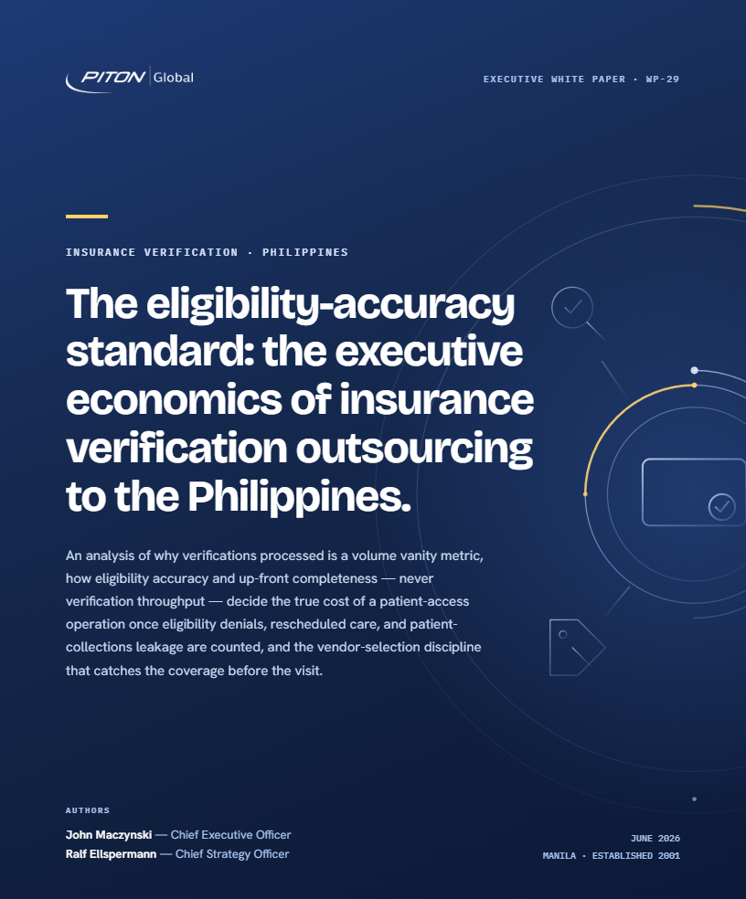 White paper cover &mdash; PITON-Global WP-29, The Eligibility-Accuracy Standard: The Economics of Insurance Verification Outsourcing
