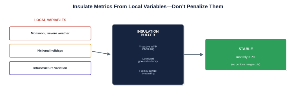 Insulating monthly KPIs from local operational variables