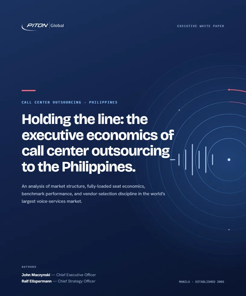 Holding the Line: Call Center Outsourcing to the Philippines — white paper cover